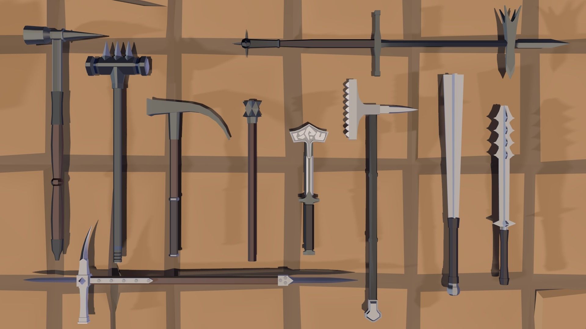 50 Low Poly Bludgeons Low-poly 3D model_3