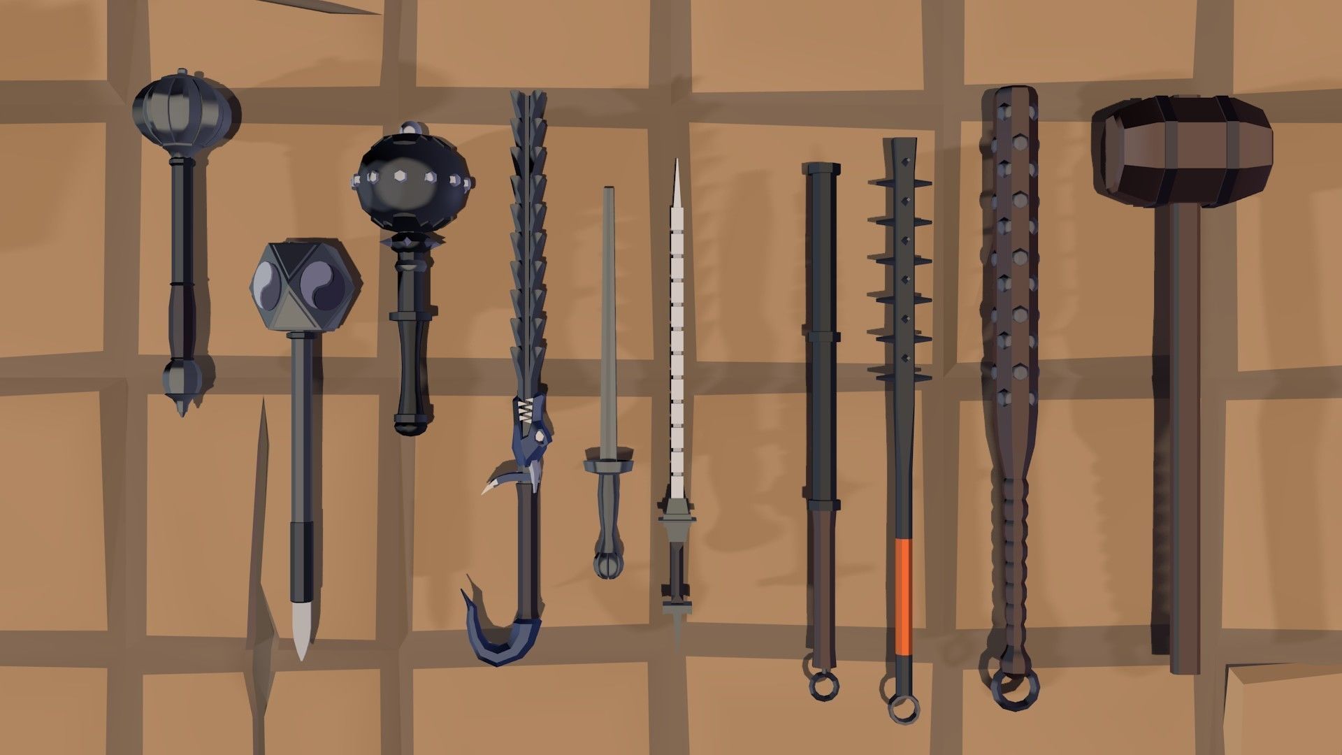 50 Low Poly Bludgeons Low-poly 3D model_4