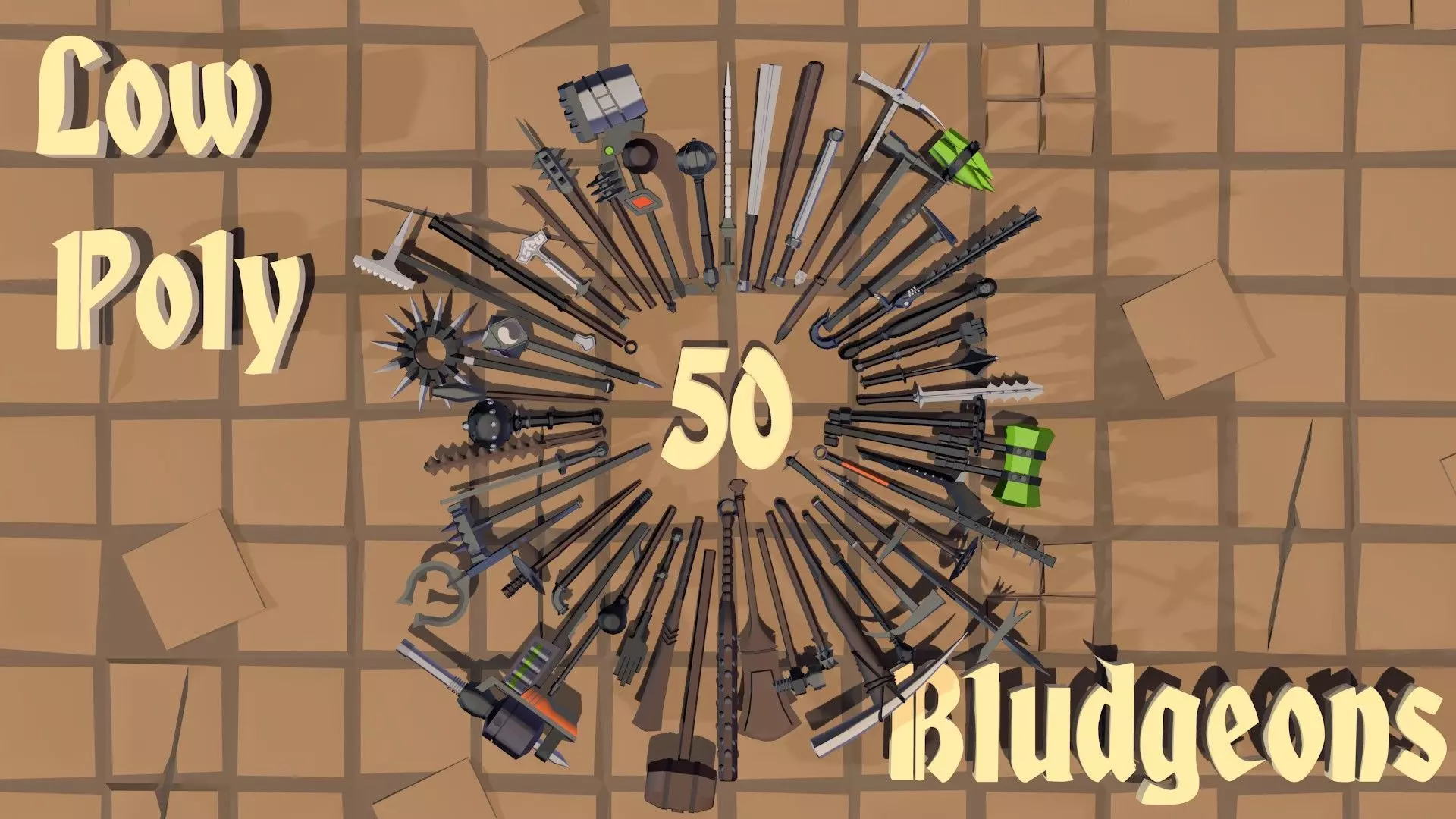 50 Low Poly Bludgeons Low-poly 3D model_0