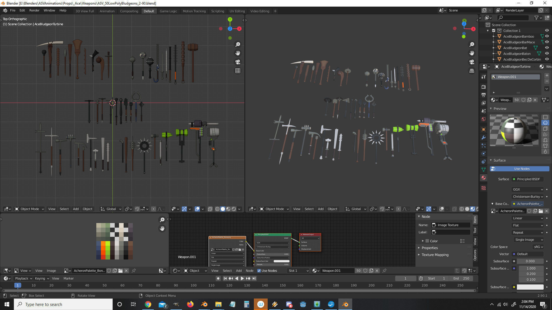 50 Low Poly Bludgeons Low-poly 3D model_9
