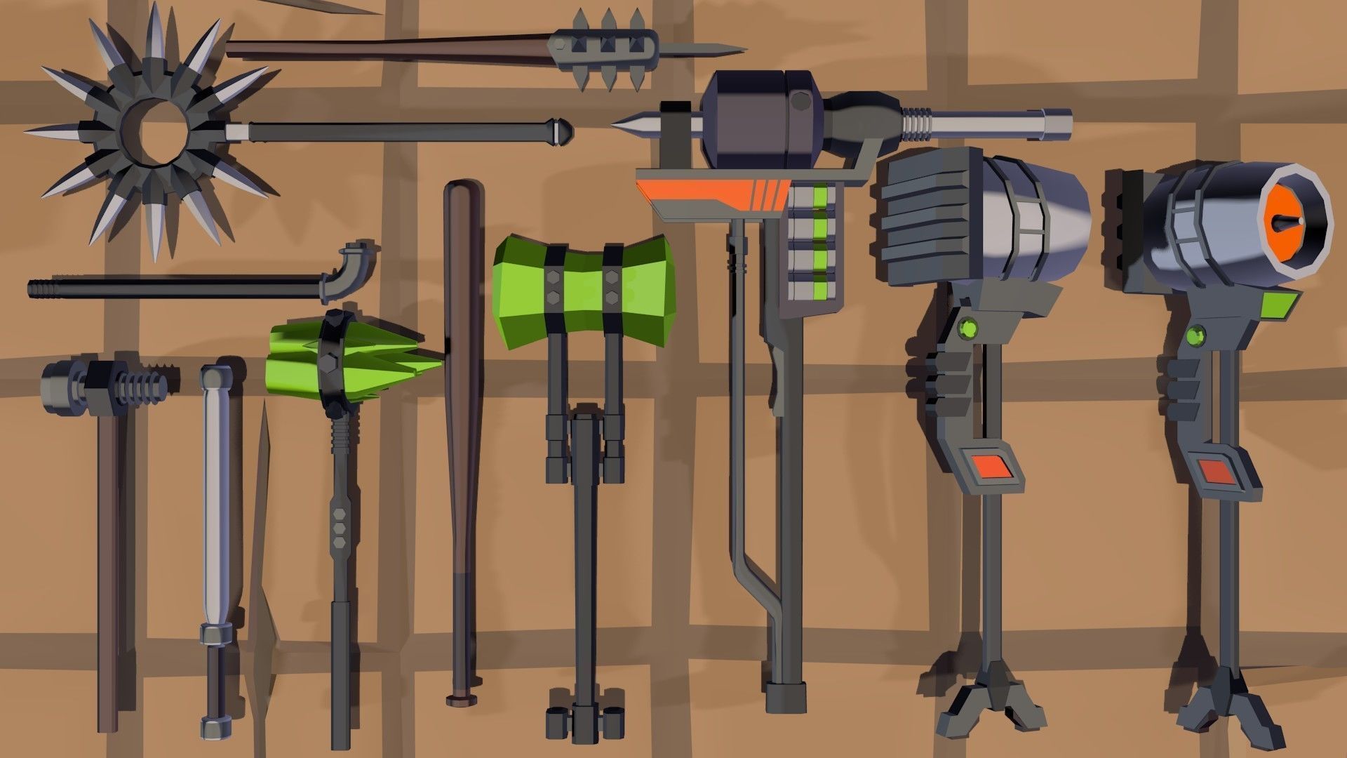 50 Low Poly Bludgeons Low-poly 3D model_6