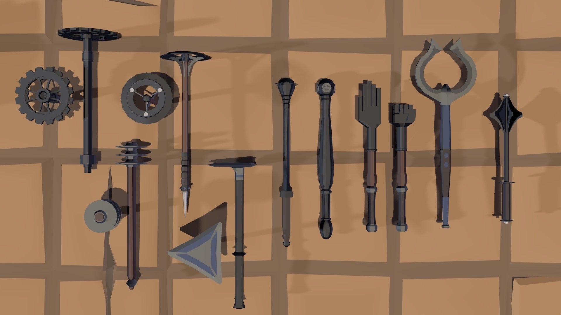 50 Low Poly Bludgeons Low-poly 3D model_5