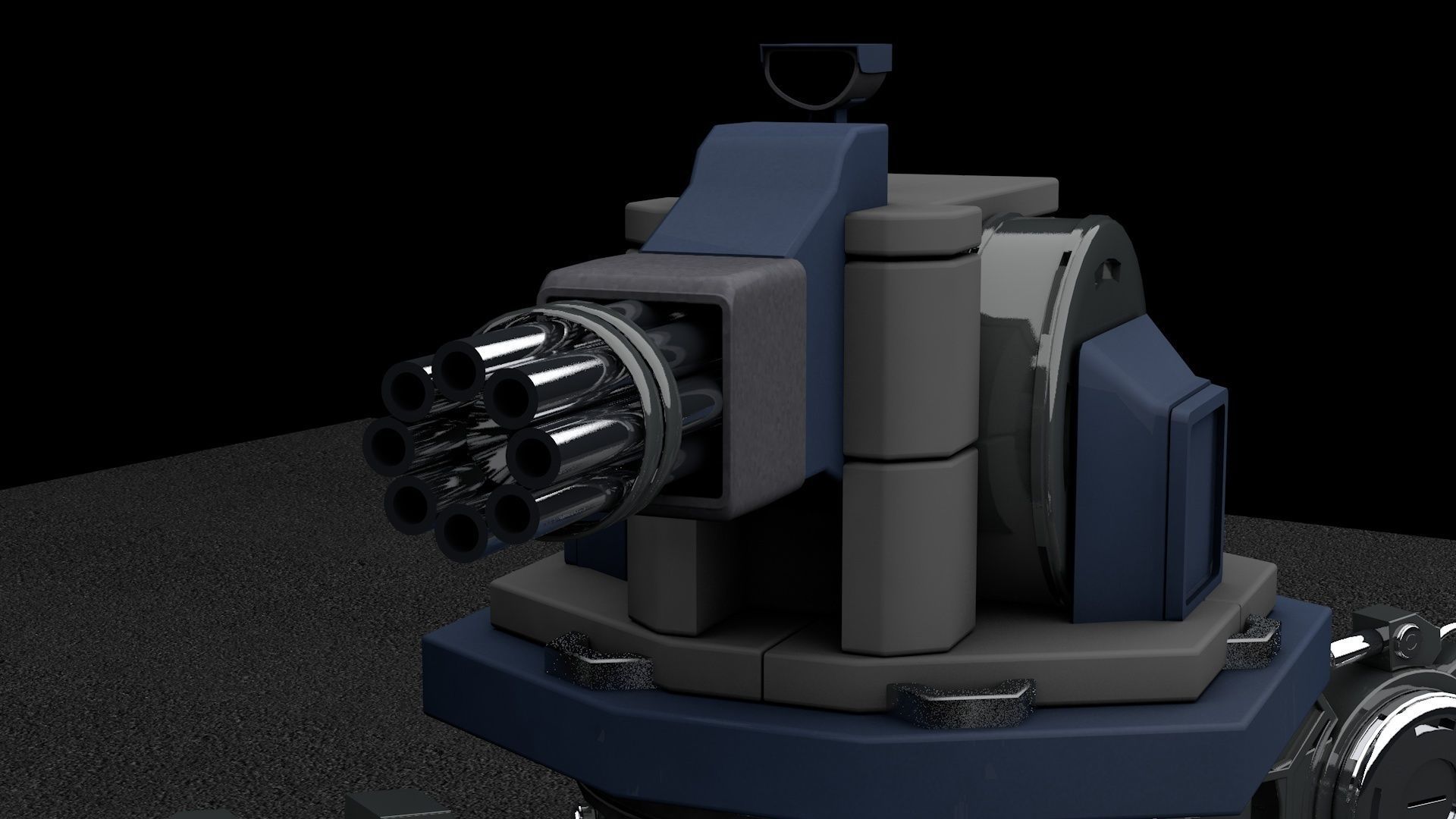 turret robot with machine gun Low-poly 3D model_1