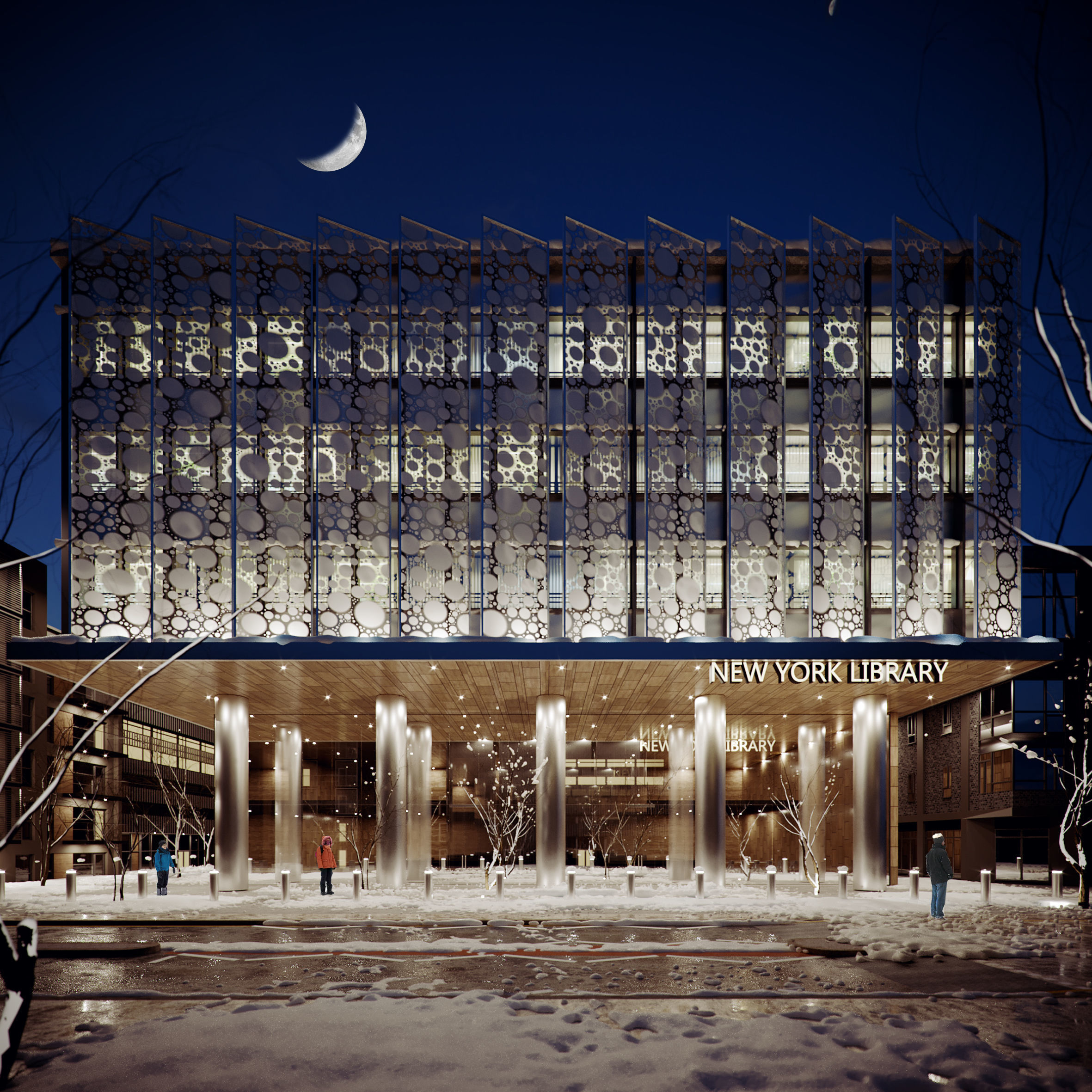 Corona - C4D files - New York Library Exterior 3D model_1