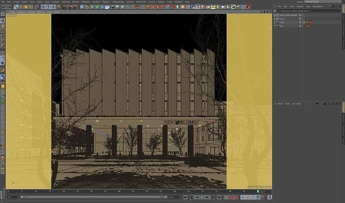 Corona - C4D files - New York Library Exterior 3D model 6