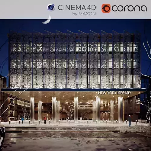 Corona - C4D files - New York Library Exterior 3D model