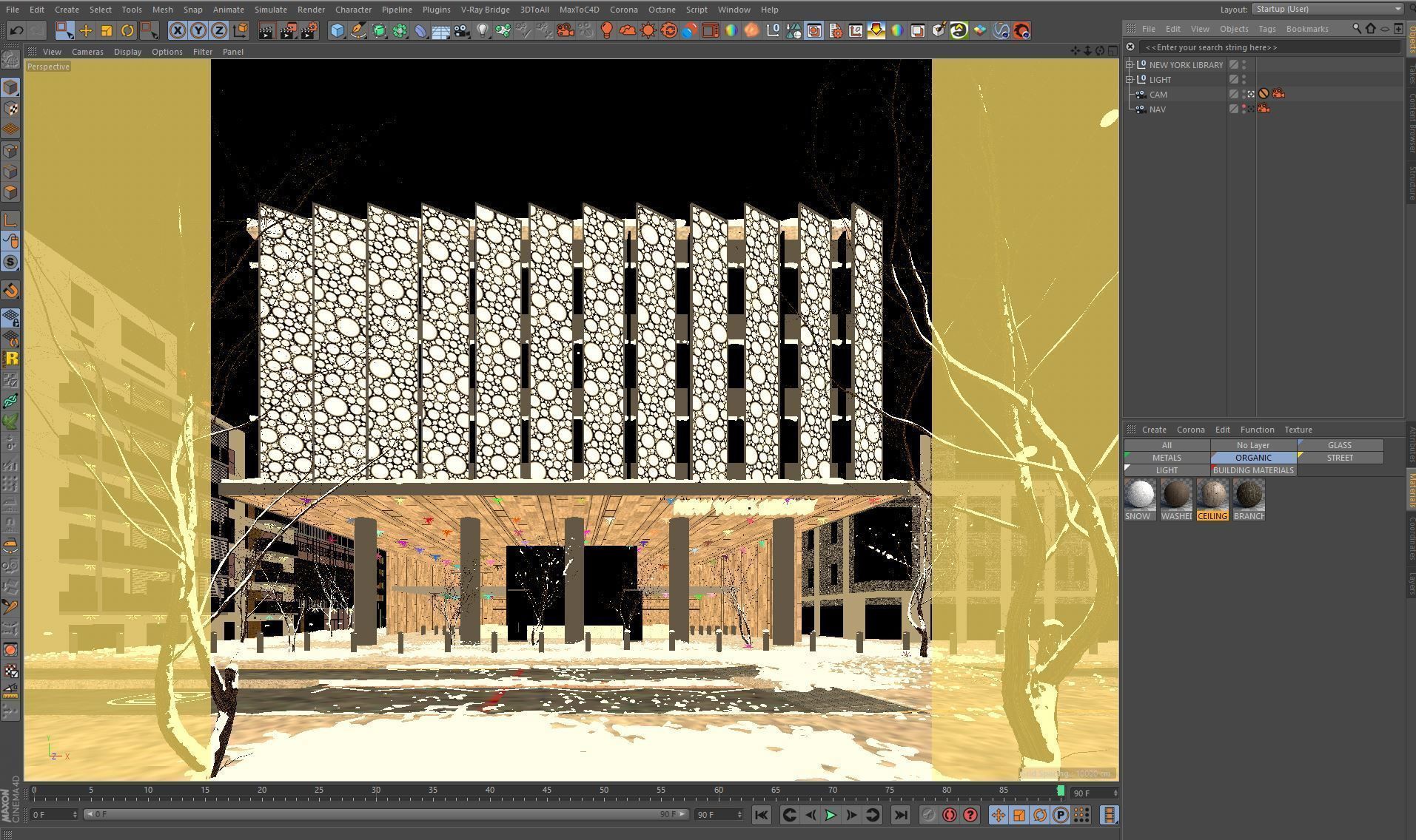 Corona - C4D files - New York Library Exterior 3D model_2