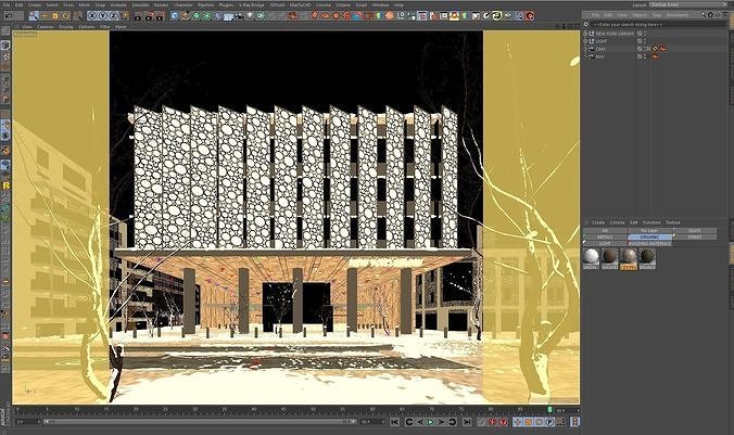Corona - C4D files - New York Library Exterior 3D model 3