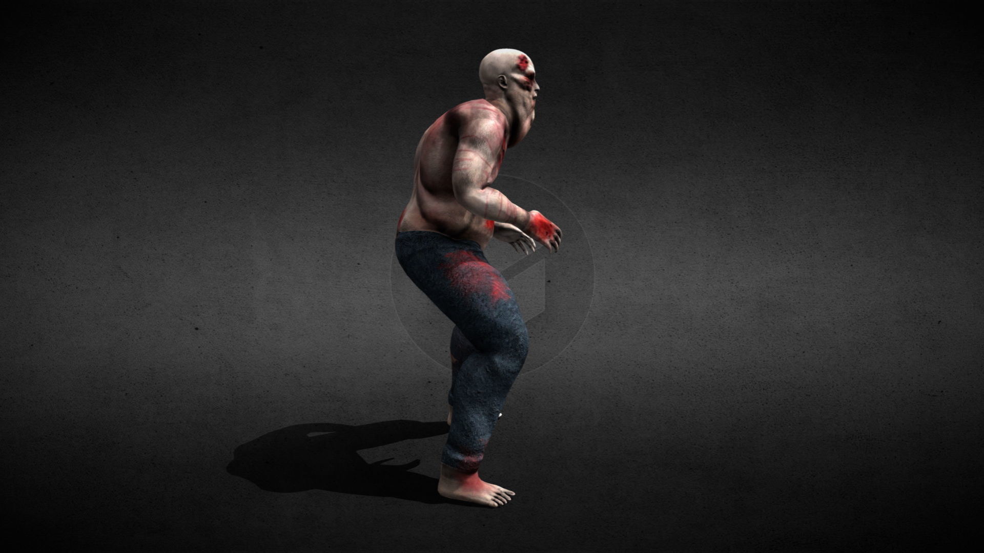 Zombie Brute Low-poly 3D model_2