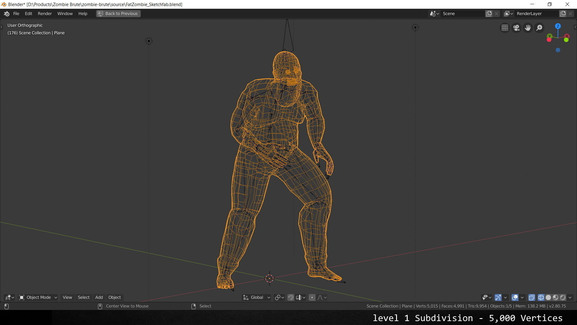 Zombie Brute Low-poly 3D model_8