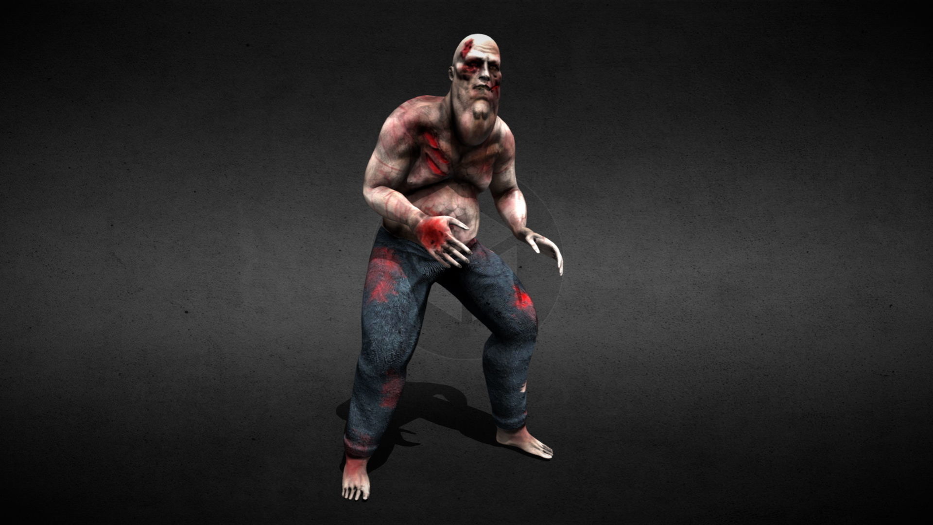 Zombie Brute Low-poly 3D model_1