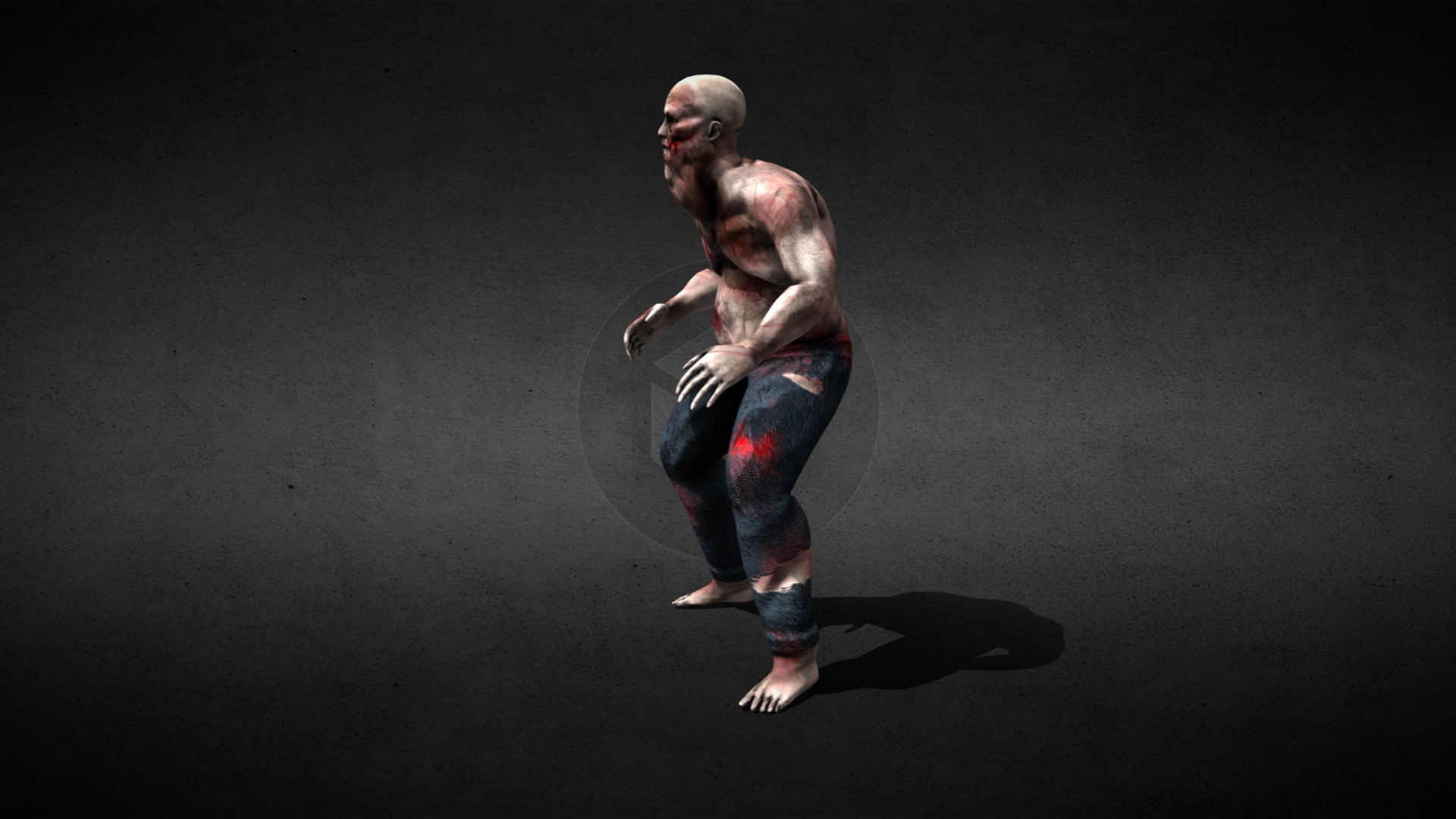 Zombie Brute Low-poly 3D model_5