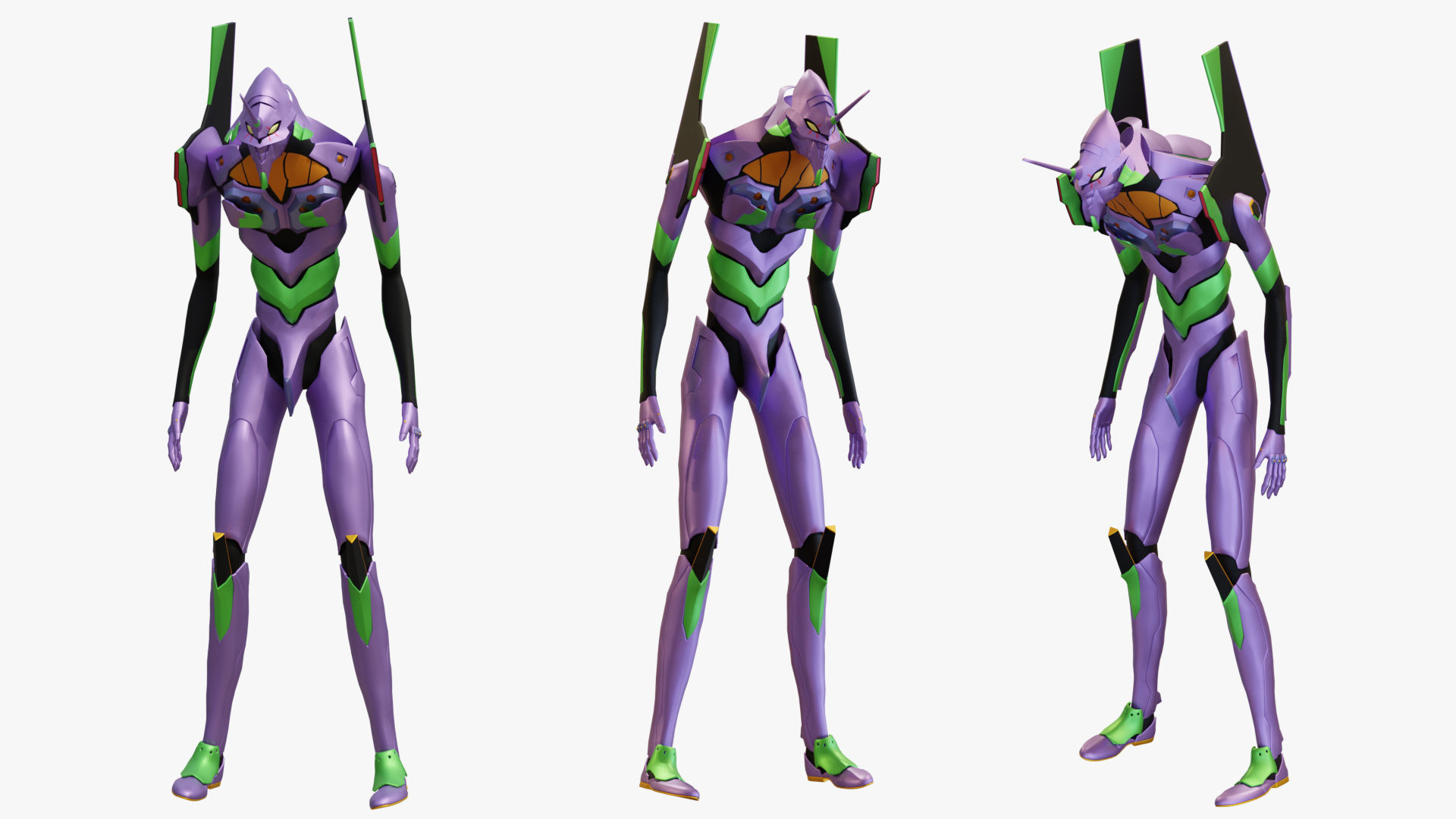 Rigged EVA 01 Unit Neon Genesis Evangelion Low-poly 3D model_6