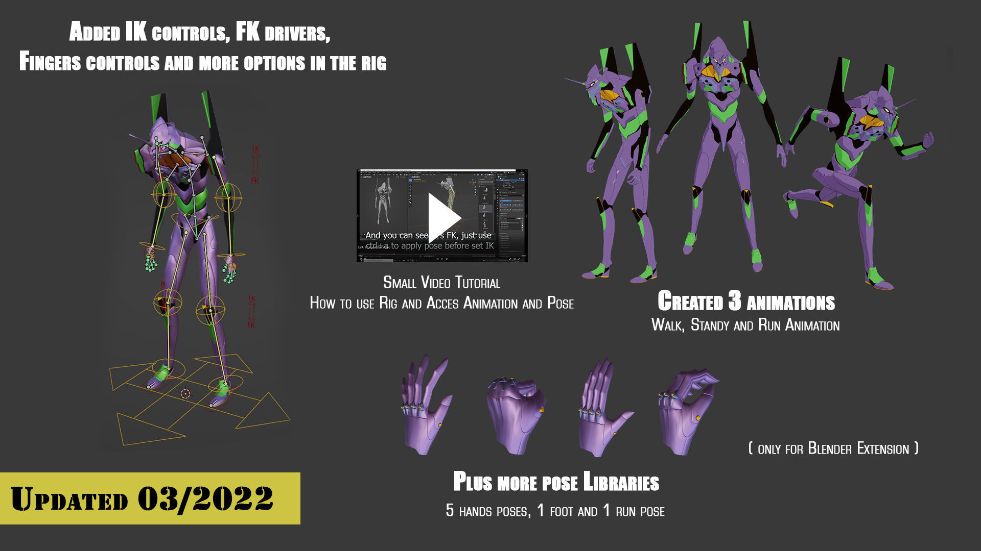 Rigged EVA 01 Unit Neon Genesis Evangelion Low-poly 3D model_3