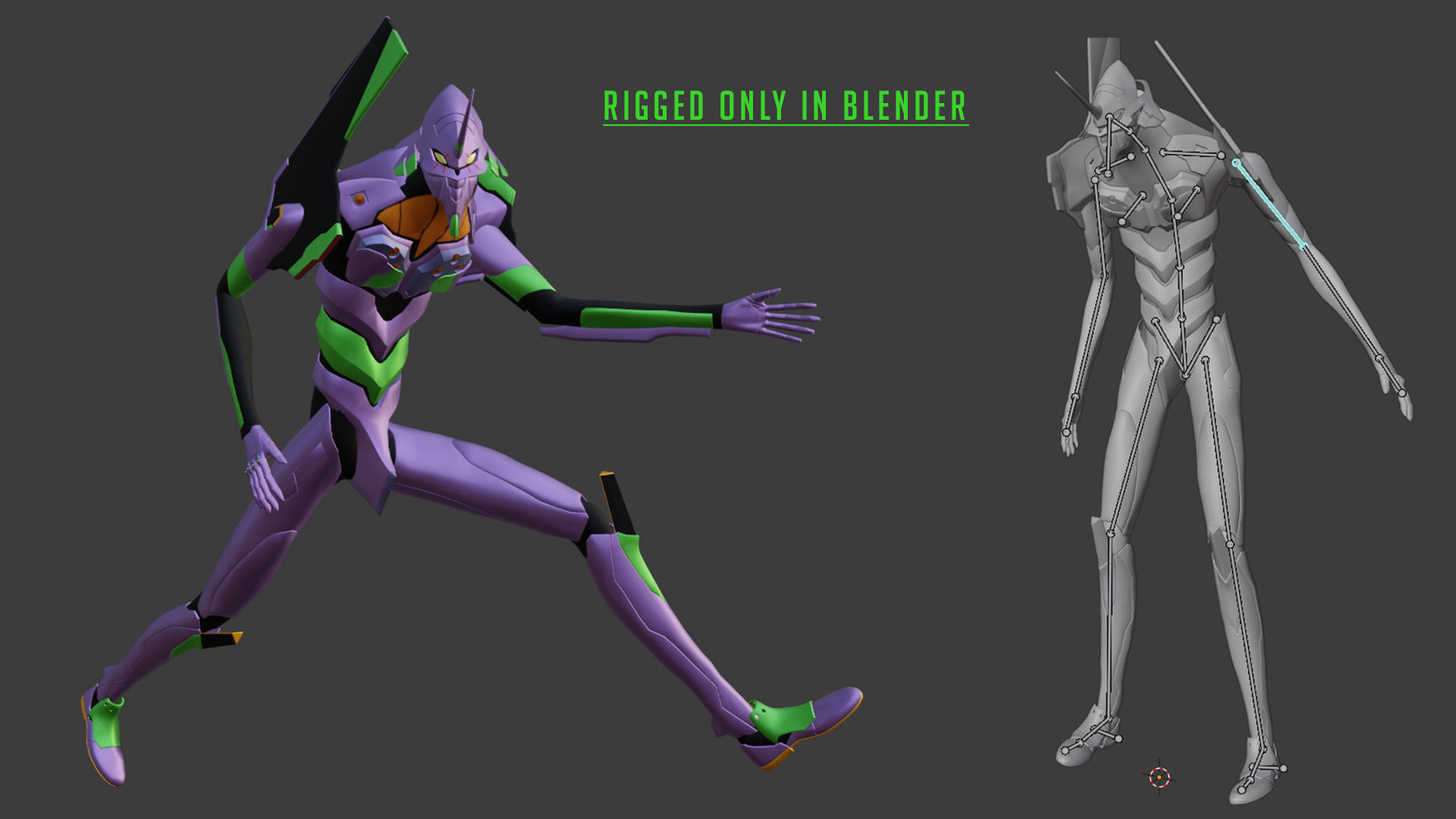 Rigged EVA 01 Unit Neon Genesis Evangelion Low-poly 3D model_1