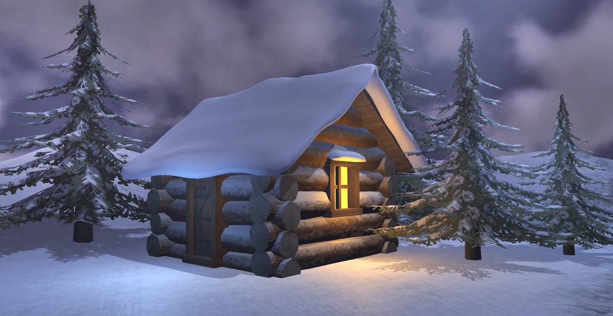 Snowy Wooden Hut Low-poly 3D model_5