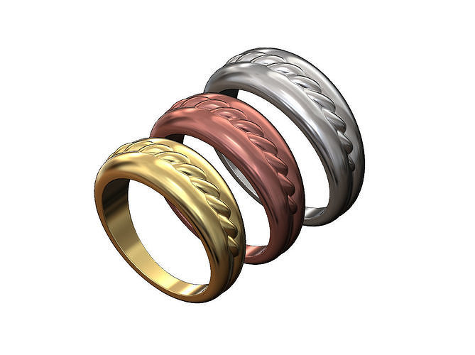 Double dome ring with rope pattern 3D print model