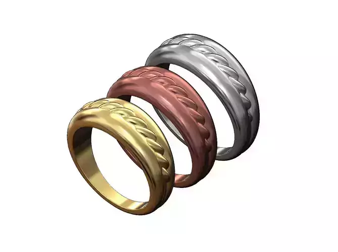 Double dome ring with rope pattern 3D print model
