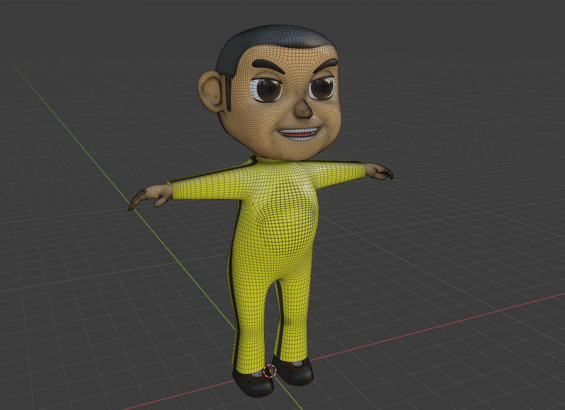 Boy Child in Bruce Lee suit Cute Character Cartoon 3D Model 3D model_6