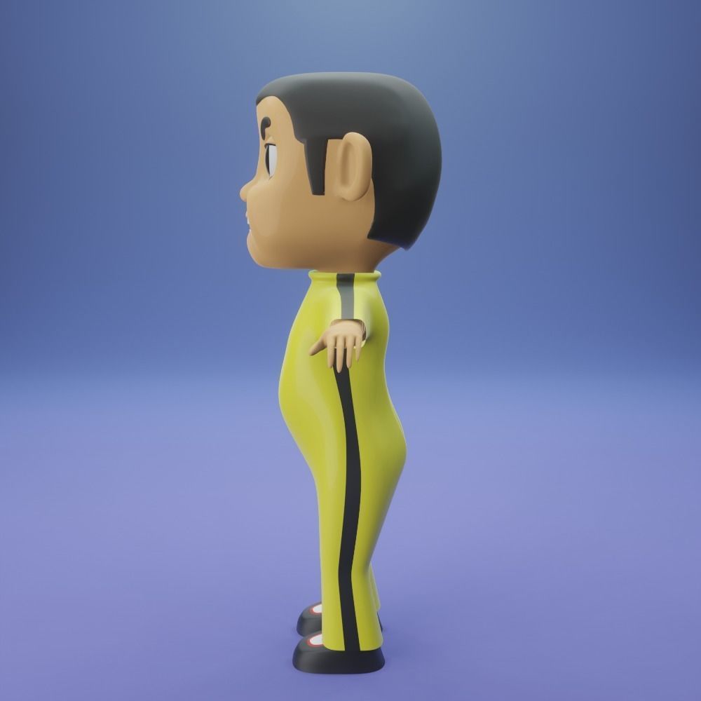 Boy Child in Bruce Lee suit Cute Character Cartoon 3D Model 3D model_4