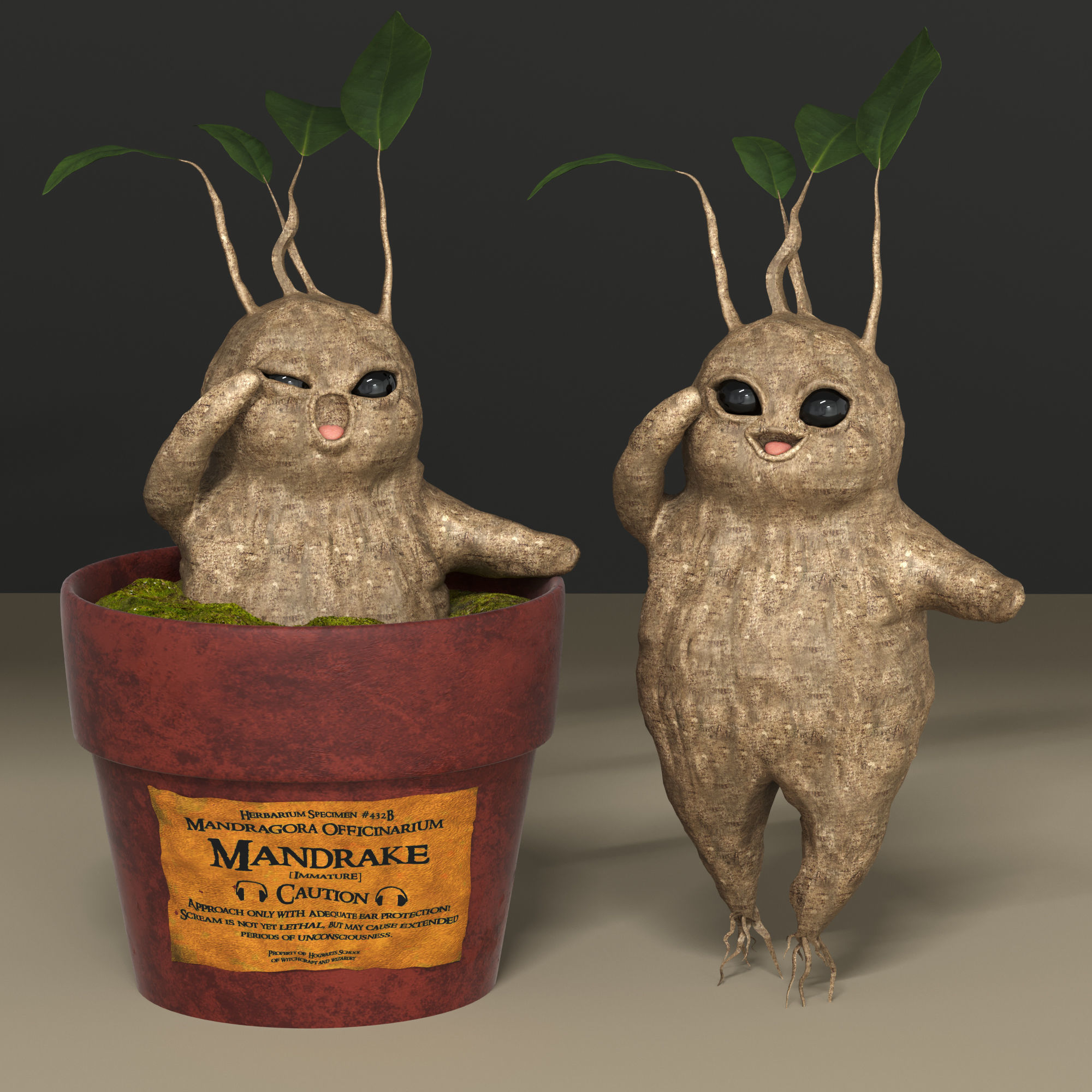 Fantasy mandrake root from the Harry Potter movie 3D model_1
