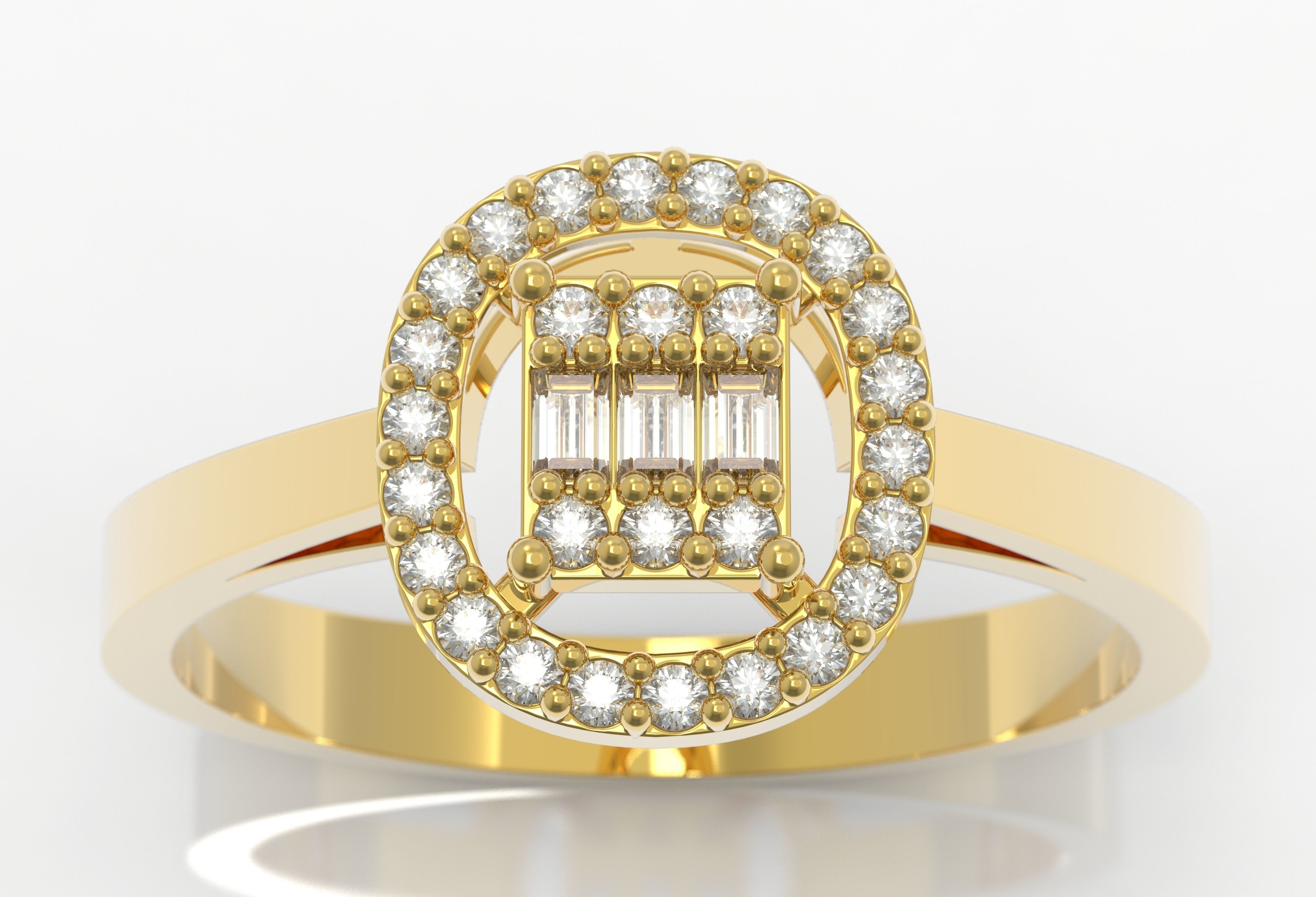 M1299004 Baguette ring 3D print model_6