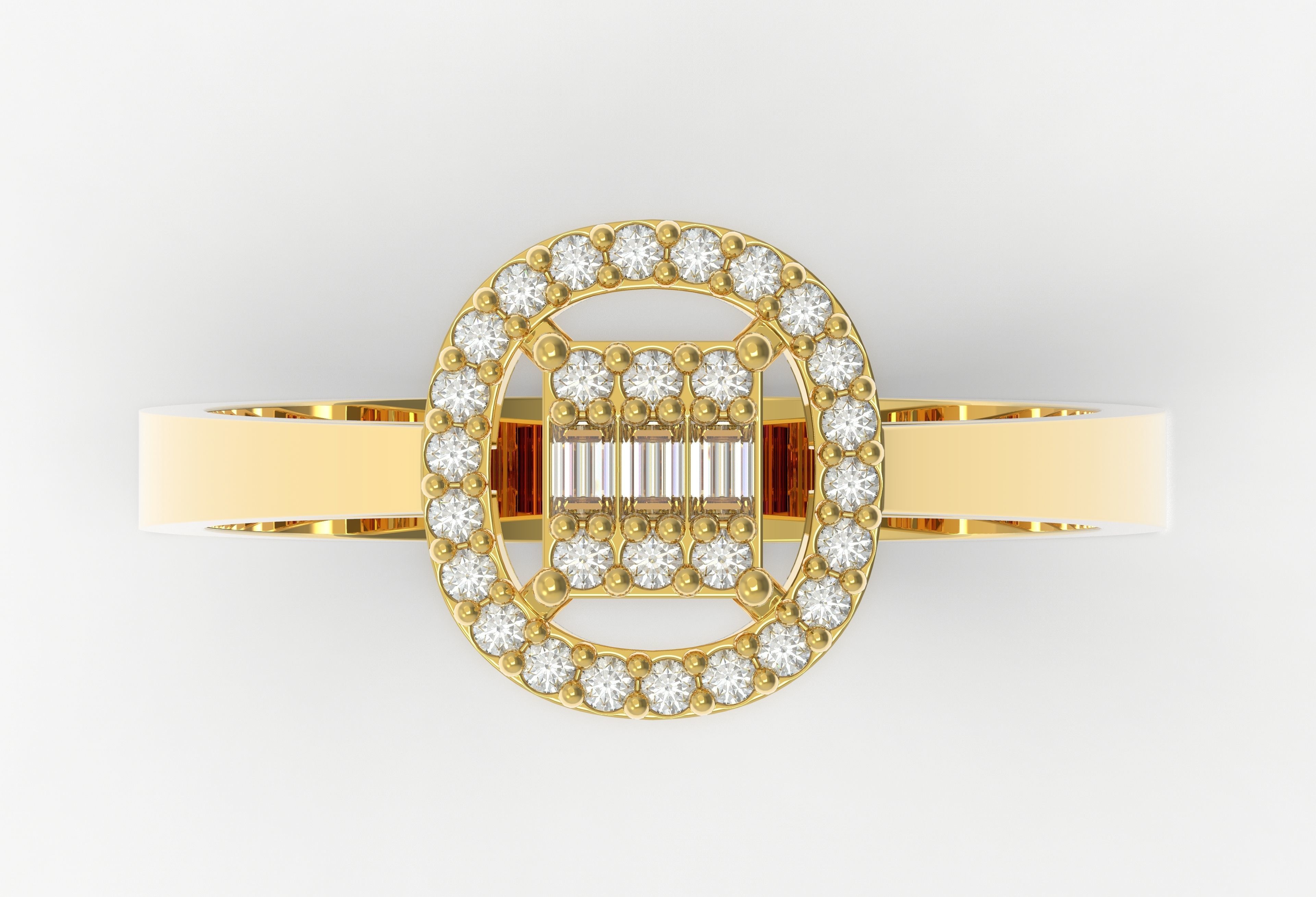 M1299004 Baguette ring 3D print model_3