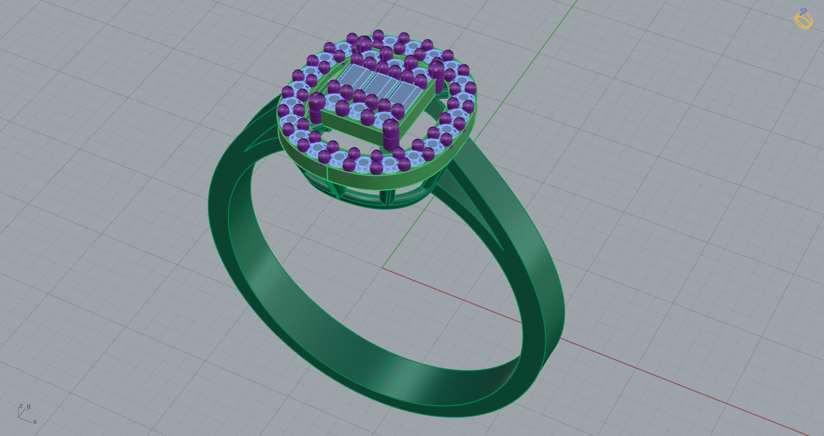 M1299004 Baguette ring 3D print model_8