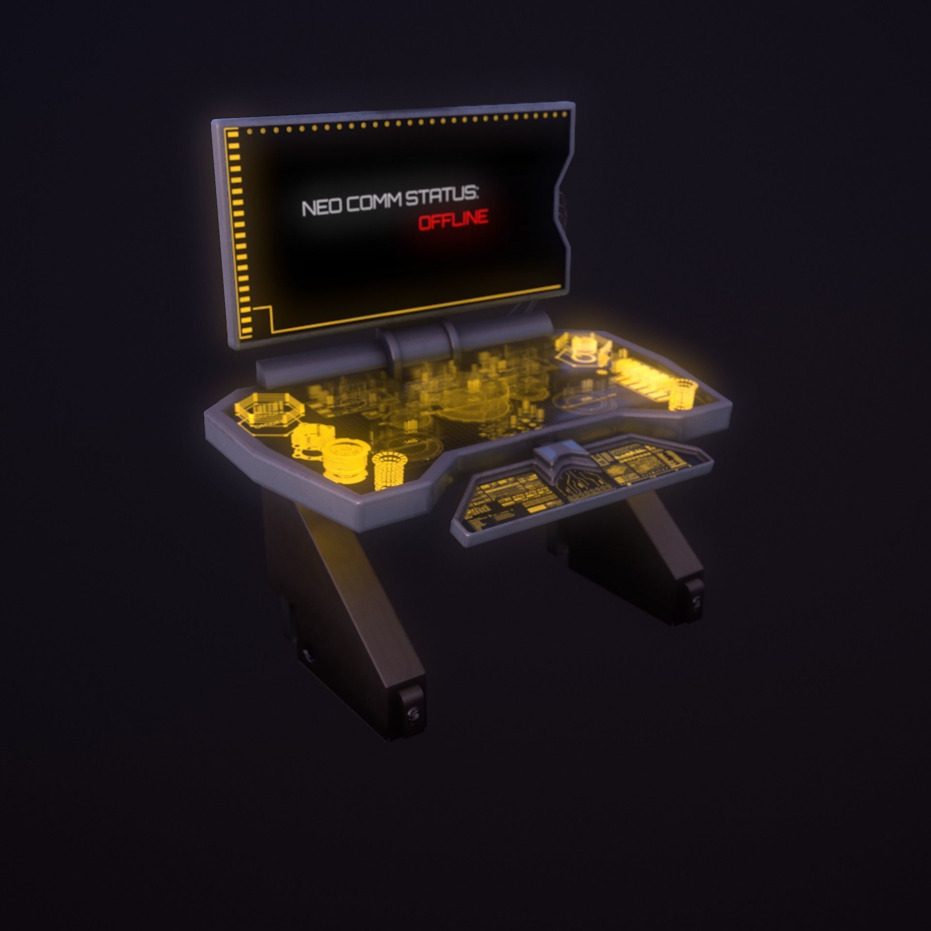 Sci-Fi Console-Computer Low-poly 3D model_10