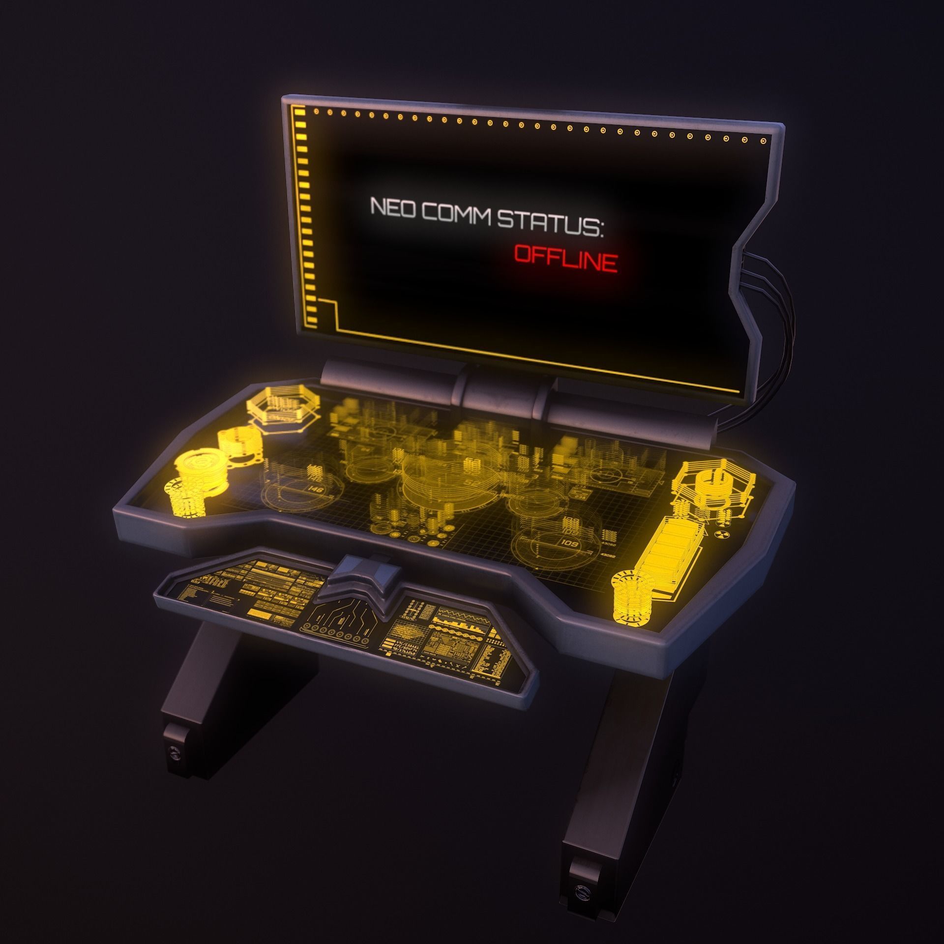 Sci-Fi Console-Computer Low-poly 3D model_2
