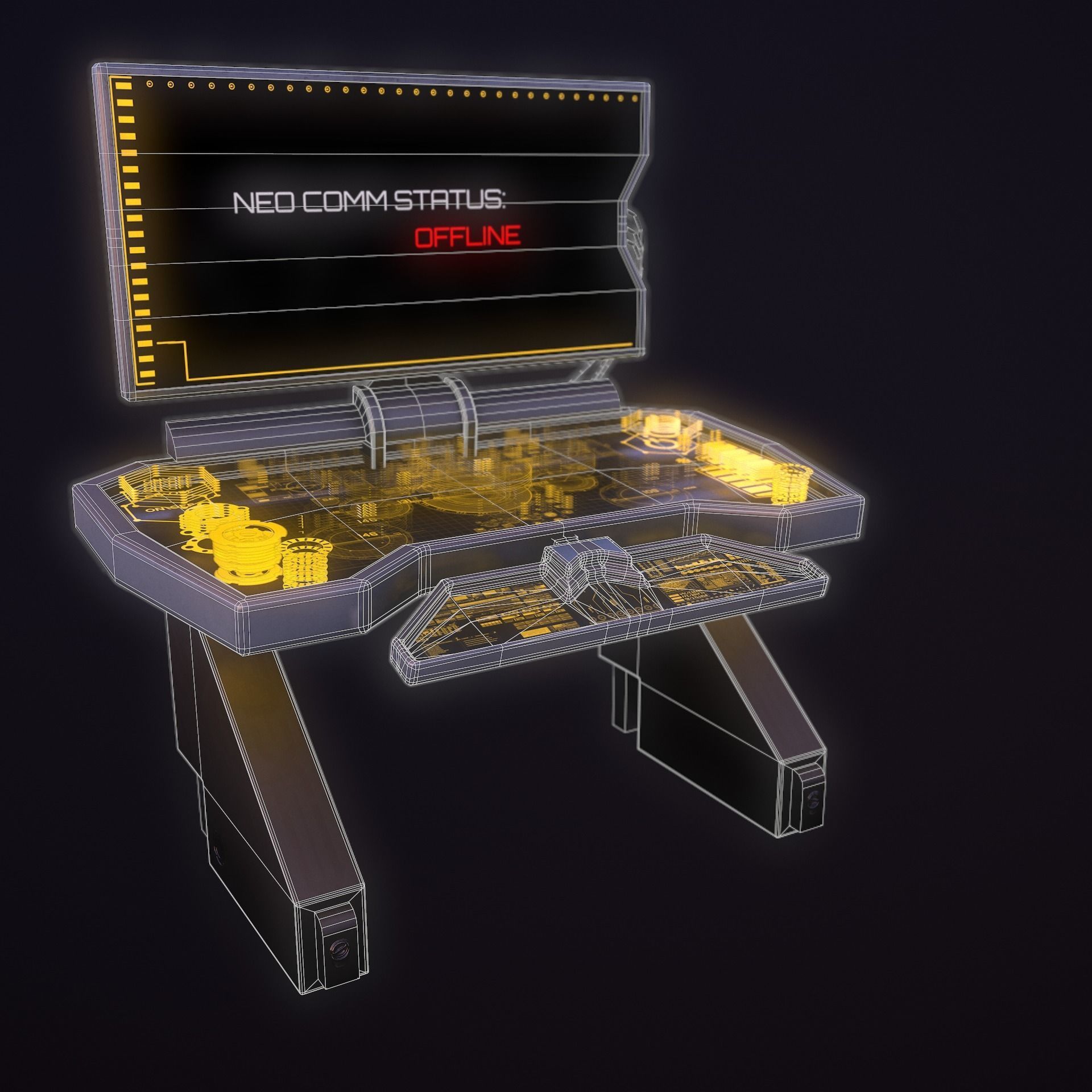 Sci-Fi Console-Computer Low-poly 3D model_7