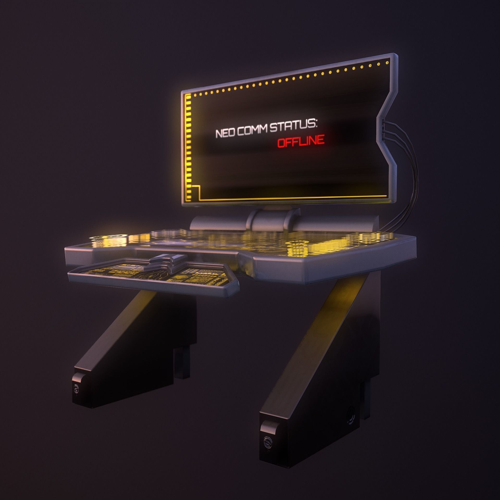 Sci-Fi Console-Computer Low-poly 3D model_4