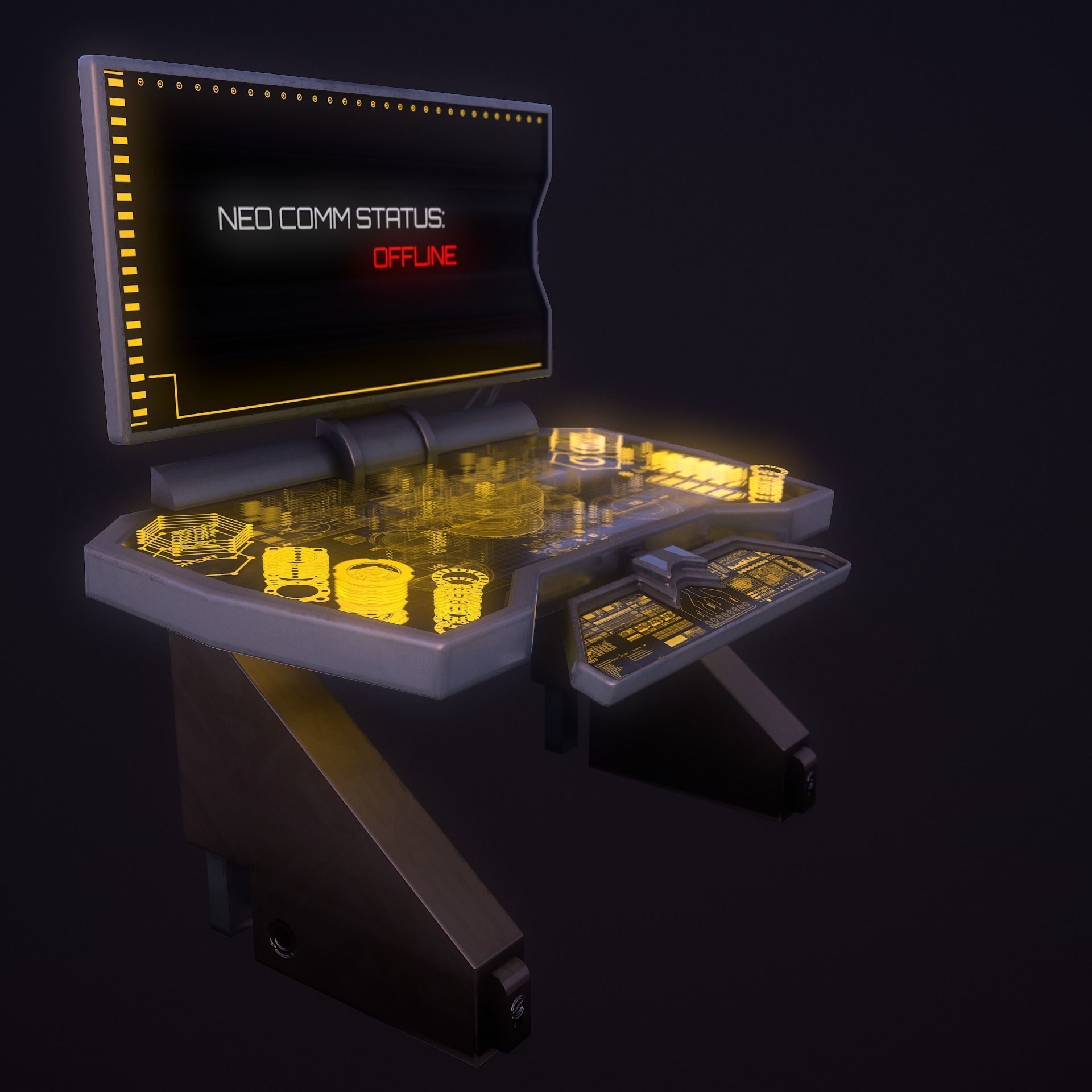 Sci-Fi Console-Computer Low-poly 3D model_6