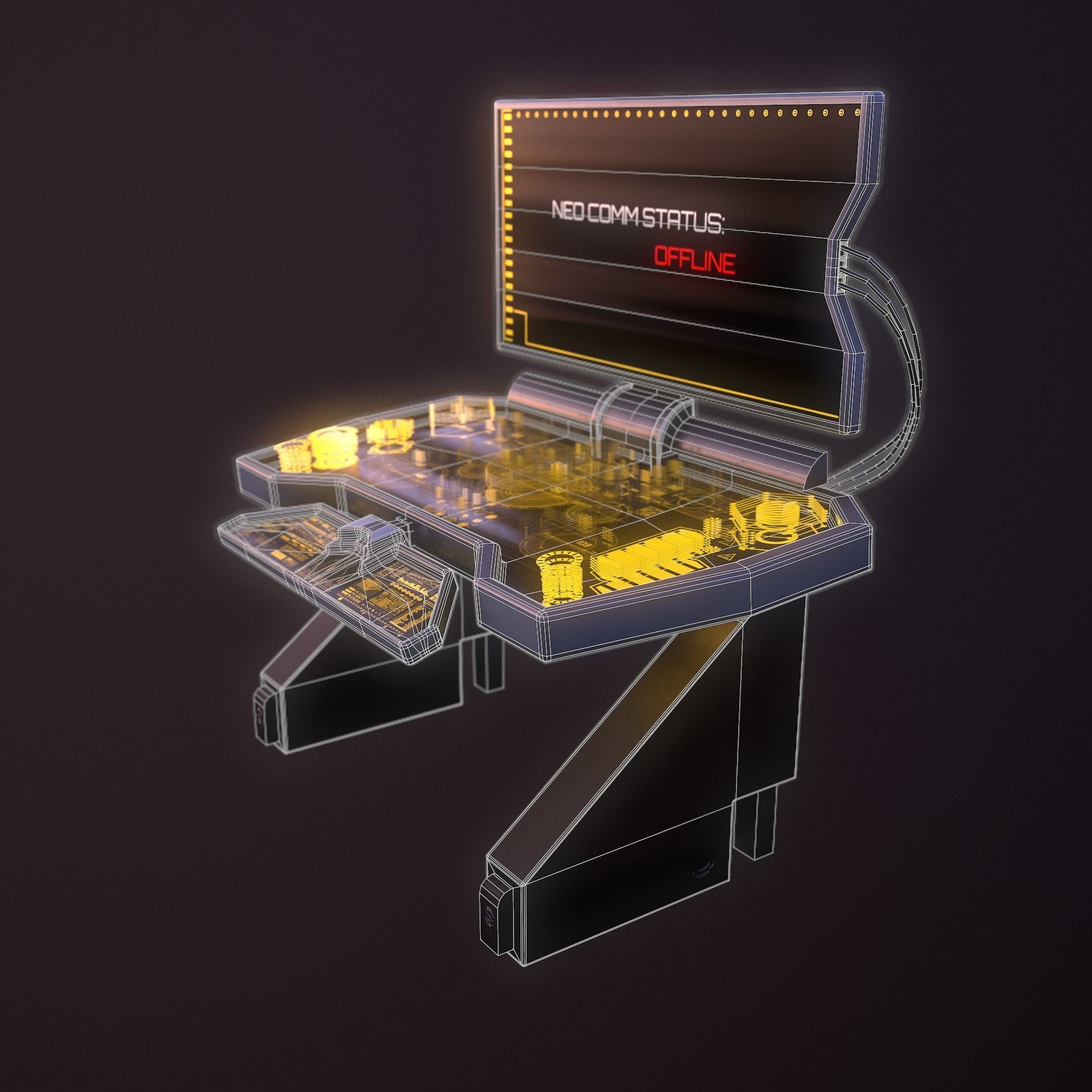 Sci-Fi Console-Computer Low-poly 3D model_8