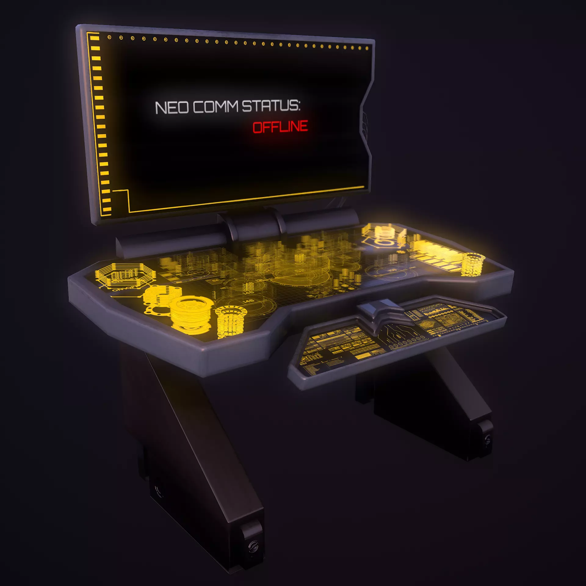Sci-Fi Console-Computer Low-poly 3D model_0
