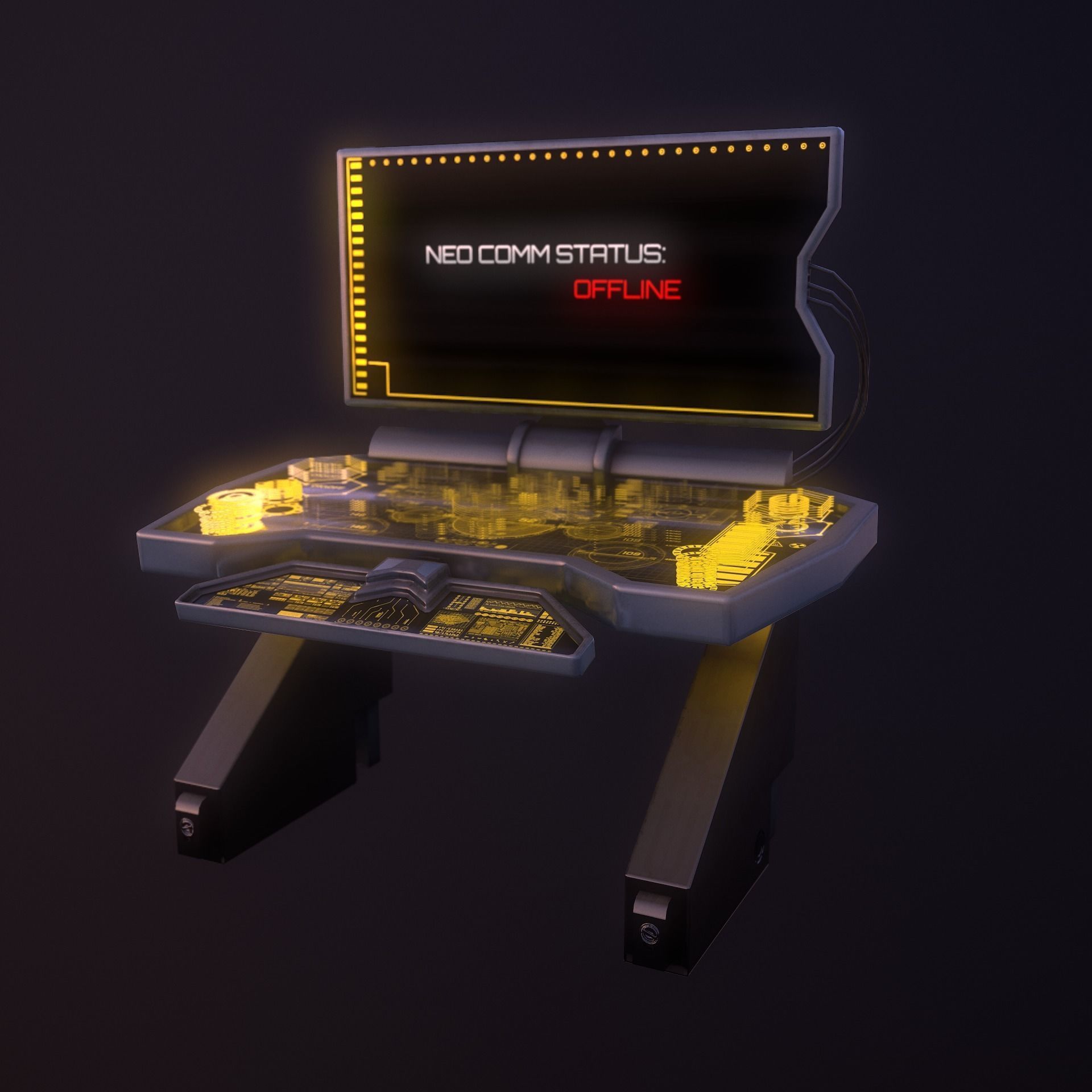 Sci-Fi Console-Computer Low-poly 3D model_11