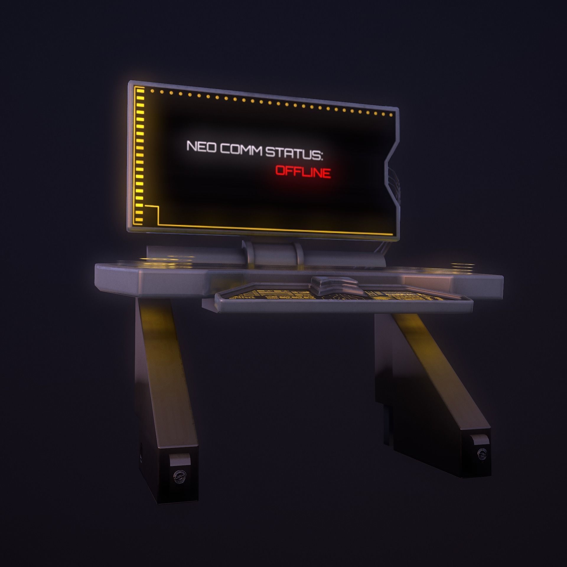 Sci-Fi Console-Computer Low-poly 3D model_3