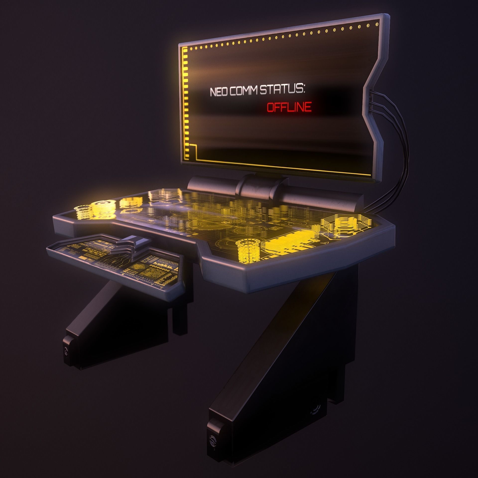 Sci-Fi Console-Computer Low-poly 3D model_1