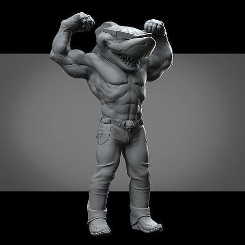 Flexing Cool Cowboy Shark 3D print model