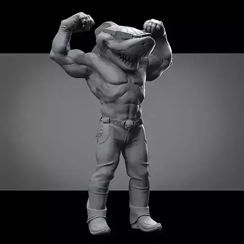 Flexing Cool Cowboy Shark 3D print model
