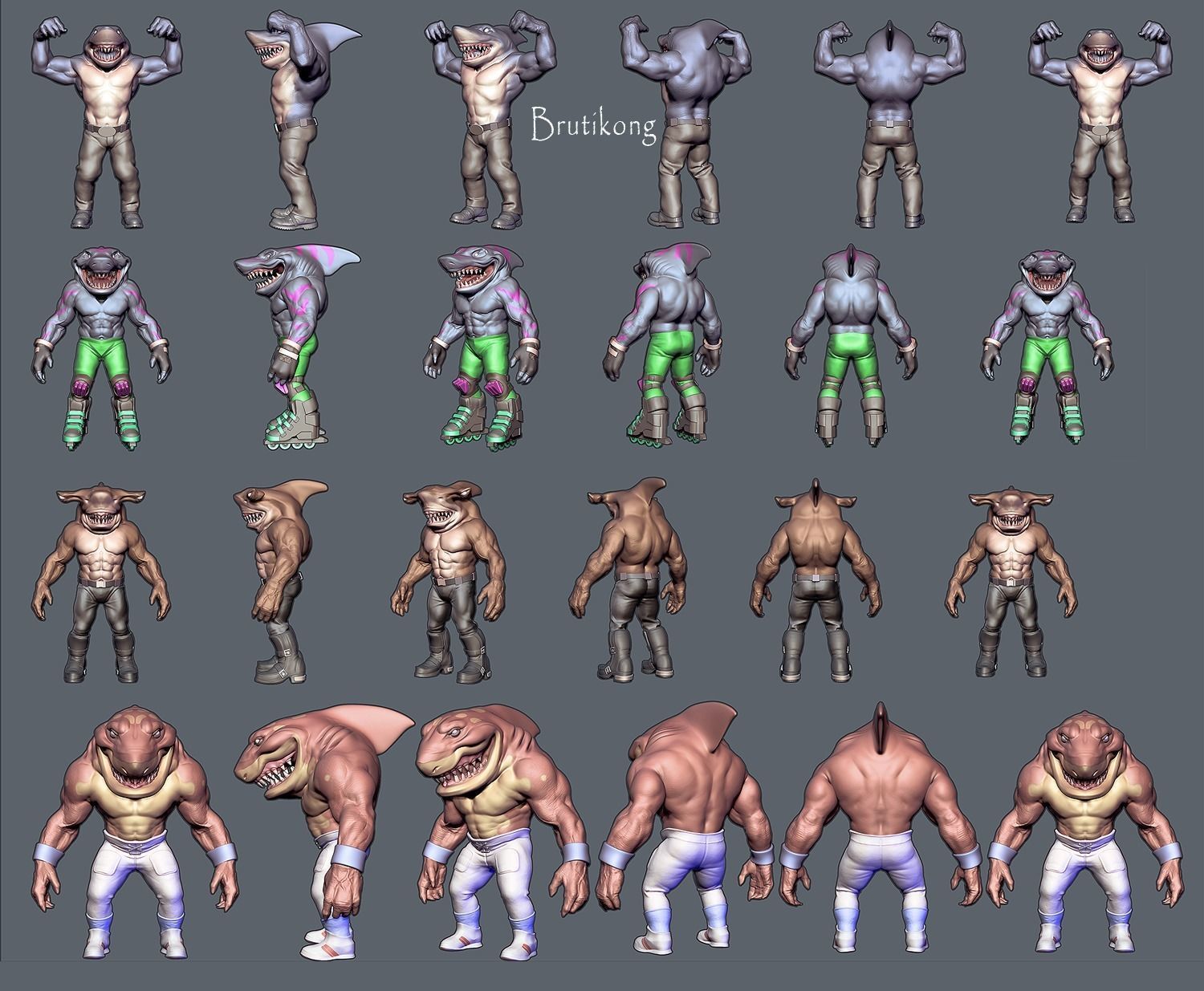 Flexing Cool Cowboy Shark 3D print model_4