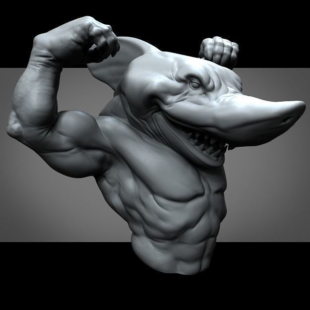 Flexing Cool Cowboy Shark 3D print model_1