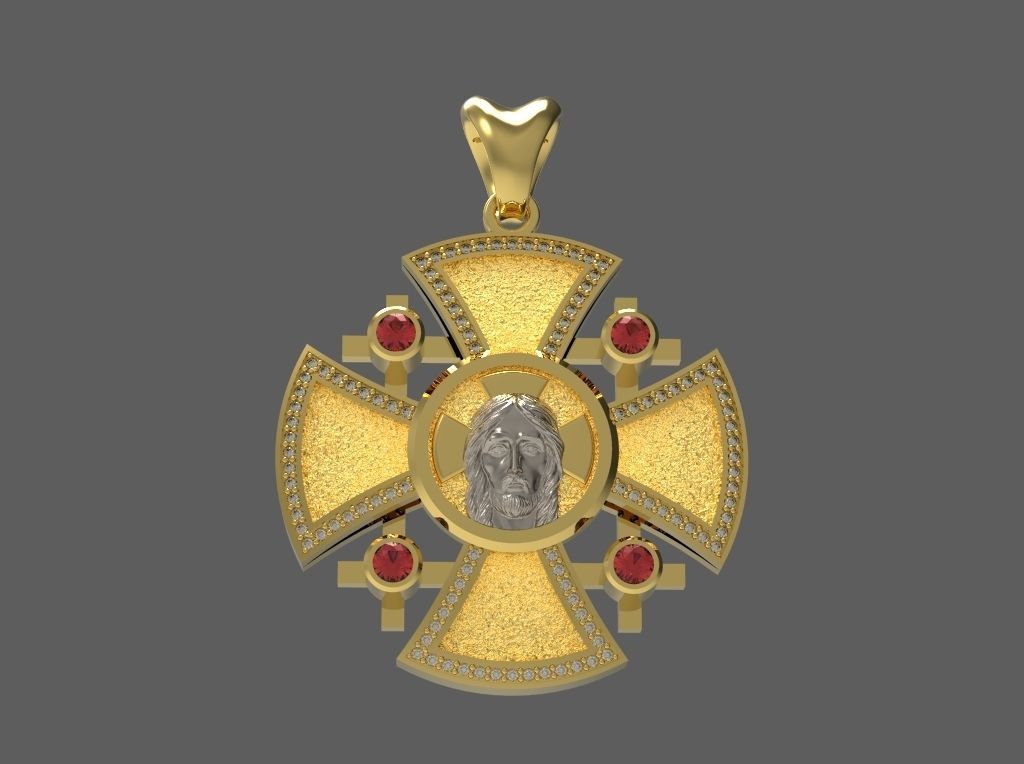 ROUND CROSS WITH THE FACE OF JESUS N - 133 3D print model_1