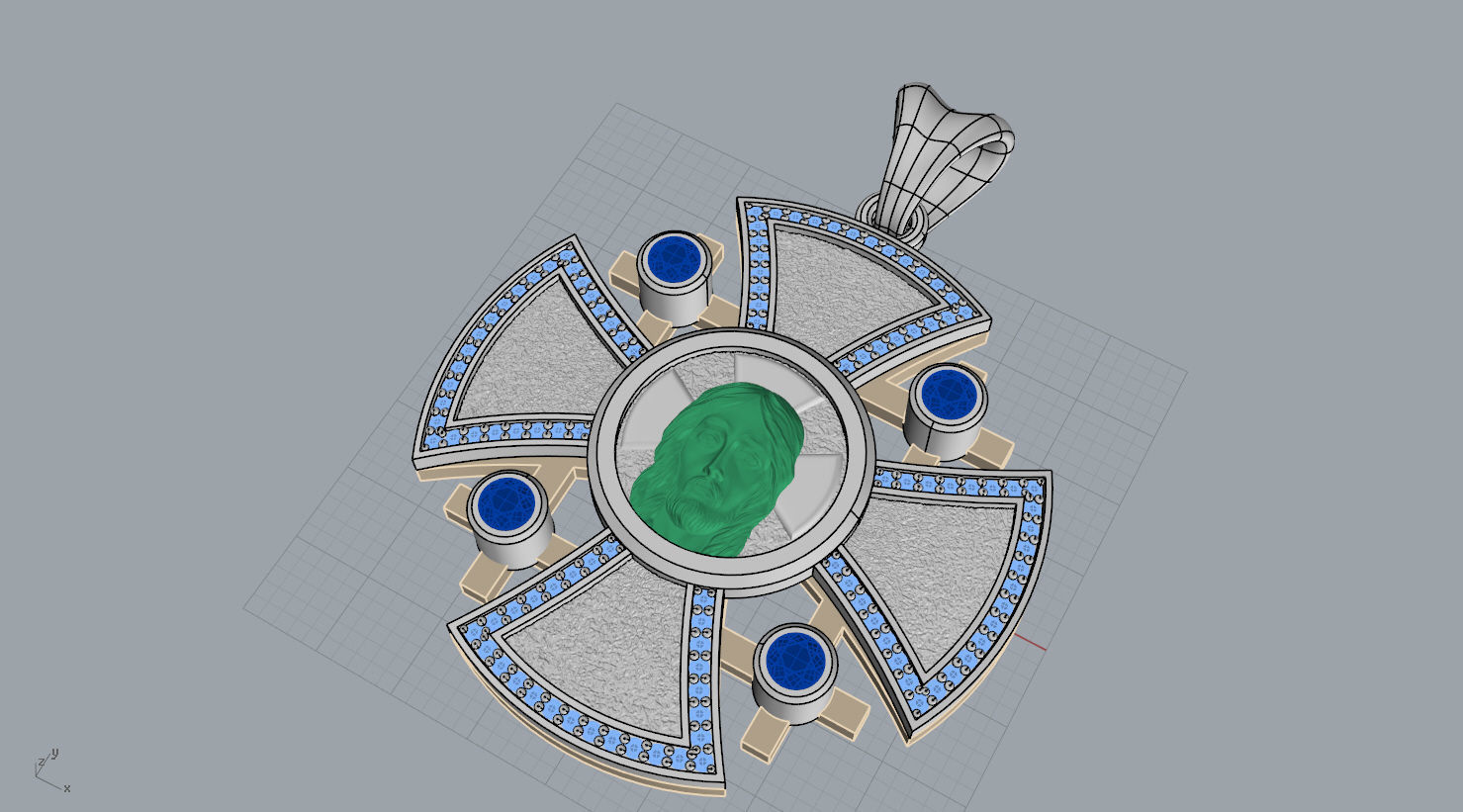 ROUND CROSS WITH THE FACE OF JESUS N - 133 3D print model_13