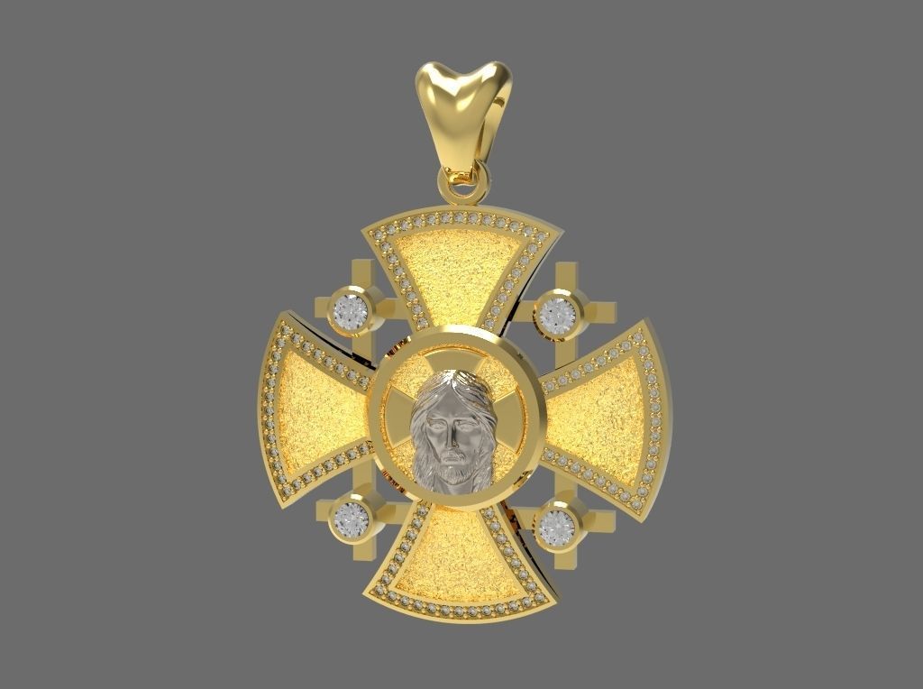 ROUND CROSS WITH THE FACE OF JESUS N - 133 3D print model_3