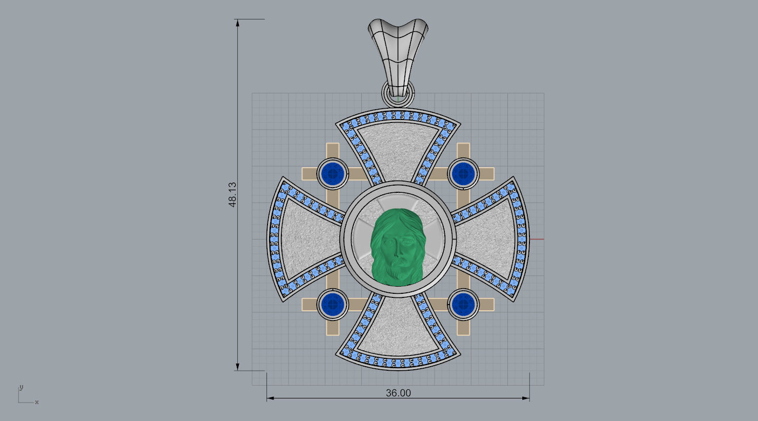 ROUND CROSS WITH THE FACE OF JESUS N - 133 3D print model_6
