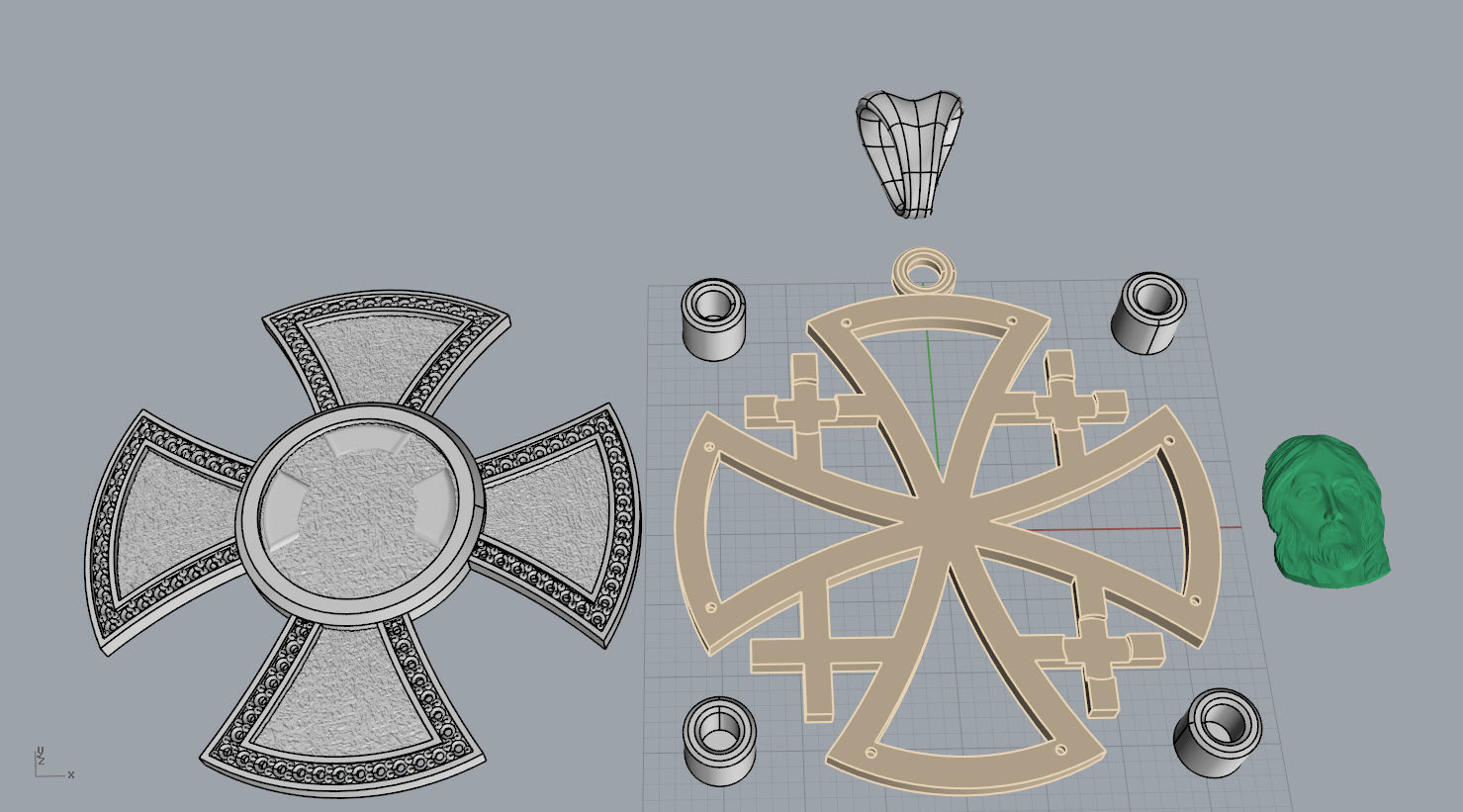 ROUND CROSS WITH THE FACE OF JESUS N - 133 3D print model_15