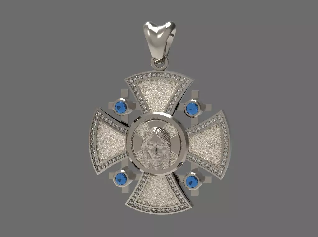 ROUND CROSS WITH THE FACE OF JESUS N - 133 3D print model_0