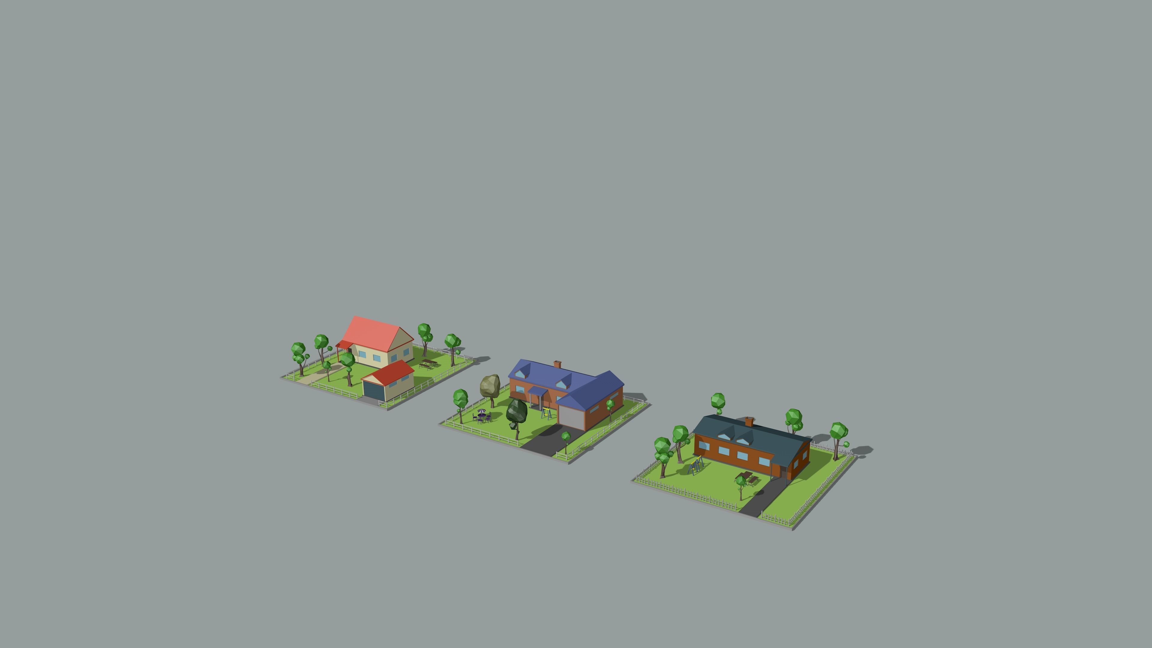 Cartoon low-Poly metropolis Low-poly 3D model_23