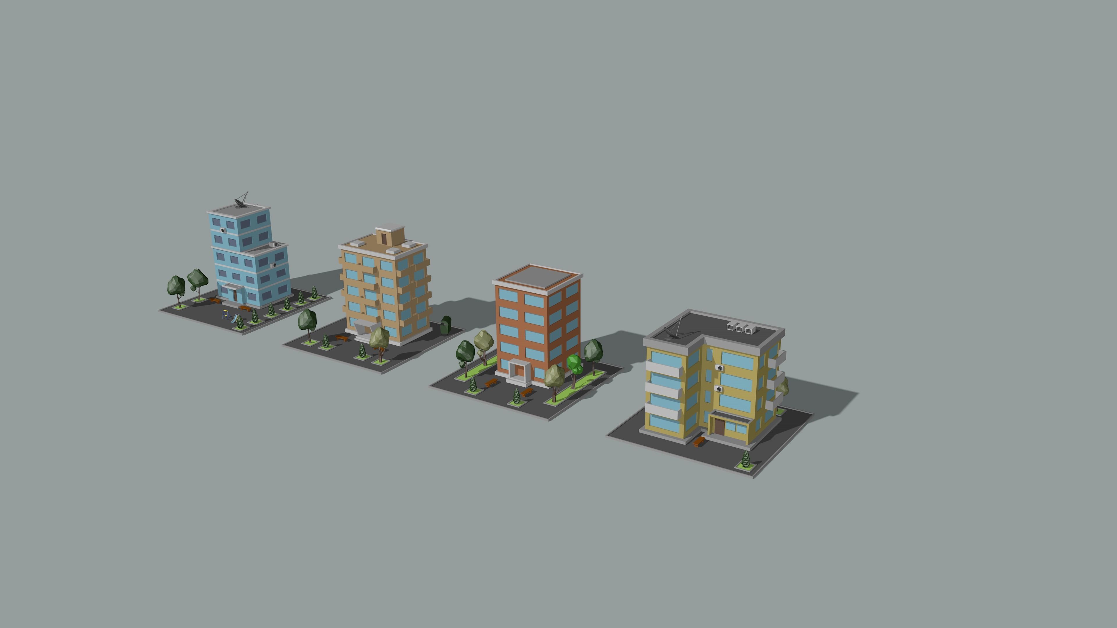 Cartoon low-Poly metropolis Low-poly 3D model_17